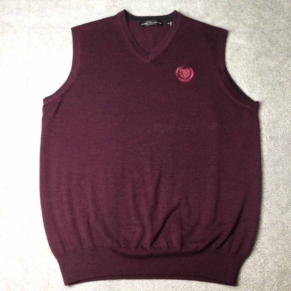 Carnoustie Merino Wool M‎ Vest Lightweight Golf Burgundy Catawba Country Club